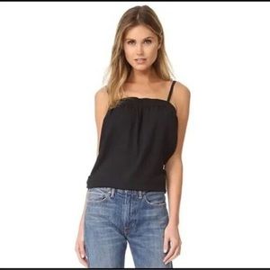 VINCE Black 100% Silk Embroidered Cami Top Spaghetti Strap Shirt Size Small